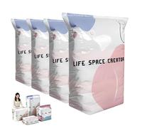 Jeeeun No-Pump Vacuum Storage Bags, 3D Space Saver Compression Bags for Clothing, Keeps Clothes Dry & Dust-Free, Pillows, Comforters, Blankets, Bedding,Travel (4PC,X-Large)