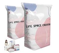 Jeeeun No-Pump Vacuum Storage Bags, 3D Space Saver Compression Bags for Clothing, Keeps Clothes Dry & Dust-Free, Pillows, Comforters, Blankets, Bedding,Travel (2PC,Medium)