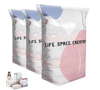 Jeeeun No-Pump Vacuum Storage Bags, 3D Space Saver Compression Bags for Clothing, Keeps Clothes Dry & Dust-Free, Pillows, Comforters, Blankets, Bedding,Travel (3PC,Medium)