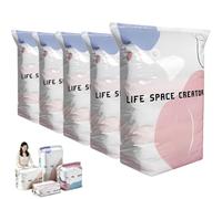 Jeeeun No-Pump Vacuum Storage Bags, 3D Space Saver Compression Bags for Clothing, Keeps Clothes Dry & Dust-Free, Pillows, Comforters, Blankets, Bedding,Travel (5PC,X-Large)