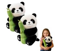 Jeeeun Panda Stuffed Animal, Stuffed Panda Holding Bamboo, Pandas Plush Gifts with Kawaii Design for Kids Girls Boys Birthday Valentine (Bamboo *2)