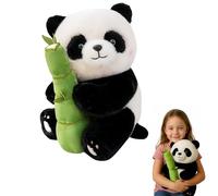 Jeeeun Panda Stuffed Animal, Stuffed Panda Holding Bamboo, Pandas Plush Gifts with Kawaii Design for Kids Girls Boys Birthday Valentine (Bamboo Style)