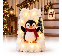 Jeeeun Penguin Christmas Stair Snow Decor, Single Piece (#B) | Snowy penguin scene for indoor banister displays and festive home styling, with five individual designs to choose from