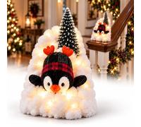 Jeeeun Penguin Christmas Stair Snow Decor, Single Piece (#E) | Snowy penguin scene for indoor banister displays and festive home styling, with five individual designs to choose from
