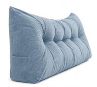 Jeeeun Pillow Headboard Twin XL, Tufted Wedge Backrest Cushion (Light Blue,150 × 40 × 12 cm)