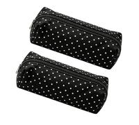Jeeeun Polka Dot Pencil Case, 2027 New Cute Canvas Pencil Case for School Supplies (Black)