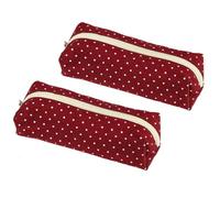 Jeeeun Polka Dot Pencil Case, 2027 New Cute Canvas Pencil Case for School Supplies (Burgundy)