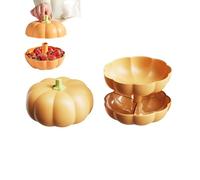 Jeeeun Pumpkin Snack Tray, Pumpkin Snack Bowl, 3-In-1 Holder With Divided Compartments, Double Layer Serving Bowl For Candy, Treats, And Snacks (Orange)