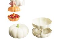 Jeeeun Pumpkin Snack Tray, Pumpkin Snack Bowl, 3-In-1 Holder With Divided Compartments, Double Layer Serving Bowl For Candy, Treats, And Snacks (Beige)