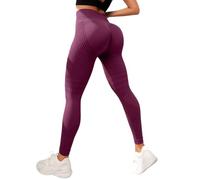 Jeeeun Resistance Band Leggings - Anti Cellulite Leggings, High Waisted Scrunch Butt Lifting Training Control for Yoga, Gym (Burgundy,L)