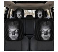 Jeeeun Scary Headrest Covers for Cars, Washable Polyester Car Headrest Cover Set with Creepy Print for Halloween Car Interior Decoration (4pcs A)