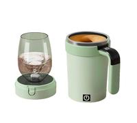Jeeeun Self Stirring Coffee Mug, Automatic Magnetic Mixing Cup with Temperature Display, Rechargeable Smart Mug with Lid and Handle for Milk Tea Home Office Travel (Green)