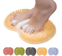 Jeeeun Silicone Foot Scrubber Mat for Shower, 2025 New Smooths Shower Foot Scrubber Mat,Foot Back Rub Cleaning Pad with Non-Slip Suction Cups for Exfoliating, Massage (Yellow)