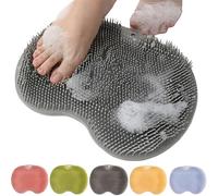 Jeeeun Silicone Foot Scrubber Mat for Shower, 2025 New Smooths Shower Foot Scrubber Mat,Foot Back Rub Cleaning Pad with Non-Slip Suction Cups for Exfoliating, Massage (Gray)
