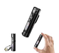 Jeeeun Taclite Mini - 500 Lumens Rechargeable EDC Flashlight, Magnetic Pocket Light with Hat Clip, Waterproof Mini Tool, 3 Brightness Modes for Camping, Hiking, Emergency (Black)