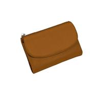 Jeeeun Unisex Pebble Leather Wallet, 5.3In Compact Genuine Leather Coin & Card Holder, Bifold Pocket Purse (Brown)