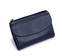Jeeeun Unisex Pebble Leather Wallet - Full Grain Leather Card Holder, Coin Purse & Cash Slots for Women & Men (Dark blue)