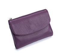 Jeeeun Unisex Pebble Leather Wallet - Full Grain Leather Card Holder, Coin Purse & Cash Slots for Women & Men (Light purple)