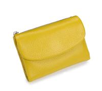 Jeeeun Unisex Pebble Leather Wallet - Full Grain Leather Card Holder, Coin Purse & Cash Slots for Women & Men (Yellow)