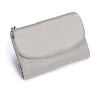 Jeeeun Unisex Pebble Leather Wallet, Unisex Soft Pebble Leather Wallet with Card Slots & Coin Pocket (Gray and White)