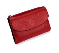 Jeeeun Unisex Pebble Leather Wallet, Unisex Soft Pebble Leather Wallet with Card Slots & Coin Pocket (Red and Black)