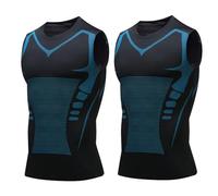Jeeeun V Boost V2 Compression Shirt Men, Muscle-Shaping & Posture Support Sleeveless Tank, Quick-Dry for Gym & Daily Wear (2pcs Black,XL)