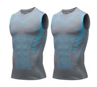 Jeeeun V Boost V2 Compression Shirt Men, Muscle-Shaping & Posture Support Sleeveless Tank, Quick-Dry for Gym & Daily Wear (2pcs Gray,L)
