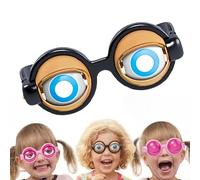 Jeeeun Winking Glasses, Kinetic Crazy Eyes Glasses with Manual Blink Action for Prank, Party Jokes, Costumec (Black)