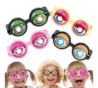 Jeeeun Winking Glasses, Kinetic Crazy Eyes Glasses with Manual Blink Action for Prank, Party Jokes, Costumec (4Pcs)