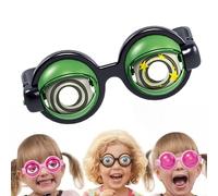 Jeeeun Winking Glasses, Kinetic Crazy Eyes Glasses with Manual Blink Action for Prank, Party Jokes, Costumec (Green)