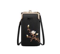 Jeeeun Women Sling Cross-Body Wallet with Phone Holder, Small Crossbody Bag with Card Slots & Adjustable Strap (Black)