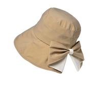 Jeeeun Women's Bowknot Wide Brim Sun Protective Hat - 360° Protection Foldable Breathable Beach Travel Sun Protective Hat (Khaki)