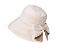 Jeeeun Women's Bowknot Wide Brim Sun Protective Hat - 360° Protection Foldable Breathable Beach Travel Sun Protective Hat (Beige)