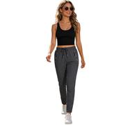 Jeeeun Womens Joggers Stretch Running Pants for Women - Quick Dry for Outdoor Training | 360° Elasticity | Deep Zipper Pocket (Gray Style A,S)