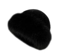 Jeeeun Womens Winter Faux Fur Bucket Hat, Warm Plush Fluffy Fisherman cap Wide Brim for Cold Weather Women Girls (Black)
