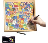 Jeeeun Wooden Coloring Puzzles, Diy Wooden Cat Puzzle Frame, Creative Handmade Craft Kit For Home Decoration & Gift Giving (With 36-color Pens)