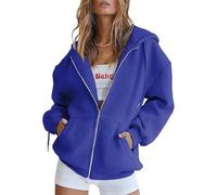 Jeeeun Zip Up Hoodie Women Oversized, Zip Up Jacket with Cardigan Zipper Style Jacket Lightweight Fall Hoodies (Blue,S)