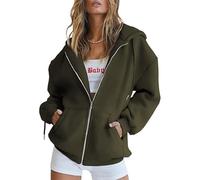 Jeeeun Zip Up Hoodie Women Oversized, Zip Up Jacket with Cardigan Zipper Style Jacket Lightweight Fall Hoodies (Army Green,3XL)