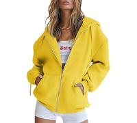 Jeeeun Zip Up Hoodie Women Oversized, Zip Up Jacket with Cardigan Zipper Style Jacket Lightweight Fall Hoodies (Yellow,S)