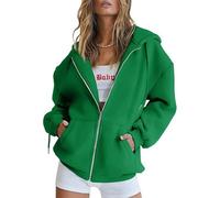 Jeeeun Zip Up Hoodie Women Oversized, Zip Up Jacket with Cardigan Zipper Style Jacket Lightweight Fall Hoodies (Green,S)