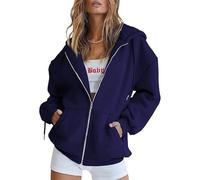Jeeeun Zip Up Hoodie Women Oversized, Zip Up Jacket with Cardigan Zipper Style Jacket Lightweight Fall Hoodies (Navy Blue,XL)
