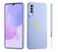 Jeelar ESONG Cover per Samsung Galaxy A50/A30S/A50S Custodia con Forma di Cuore d'Amore Dorato,per Donne/Ragazze,Custodia in Sottile Morbida Silicone TPU Antiurto Protettiva Bumper Shell -Blu
