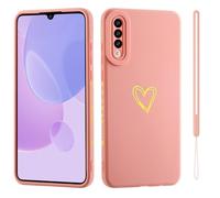 Jeelar ESONG Cover per Samsung Galaxy A50/A30S/A50S Custodia con Forma di Cuore d'Amore Dorato,per Donne/Ragazze,Custodia in Sottile Morbida Silicone TPU Antiurto Protettiva Bumper Shell -Rosa