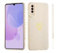 Jeelar ESONG Cover per Samsung Galaxy A50/A30S/A50S Custodia con Forma di Cuore d'Amore Dorato,per Donne/Ragazze,Custodia in Sottile Morbida Silicone TPU Antiurto Protettiva Bumper Shell -Bianco