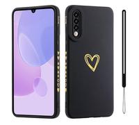 Jeelar ESONG Cover per Samsung Galaxy A50/A30S/A50S Custodia con Forma di Cuore d'Amore Dorato,per Donne/Ragazze,Custodia in Sottile Morbida Silicone TPU Antiurto Protettiva Bumper Shell -Nero