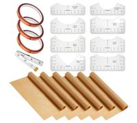 Jeenuuder 18 Fogli di PTFE per Pressa Caldo 12 X 16 Pollice Righello di Allineamento T-Shirt e Set di Misurazione e Resistente al