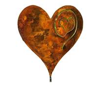 Jeenuuder 1PCS Heart in The Garden Love Pillar Inserito Heart Stake in The Garden Cuore Arrugginito Realizzato in Metallo 14Ga