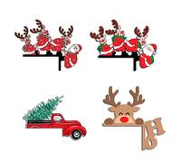Jeenuuder 4 Pezzi Ho Visto Quel Segno 'Angolo della Porta di Natale Decorazione Artistica in Legno Scultura 'Angolo della Porta Segno di Decorazione.