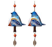Jeenuuder Campana di canto d'uccello, campanellino a vento campana, canto d'uccello, decorazione da giardino campana, canto d'uccello, campanellino a vento sospeso, supporto campanellino a vento blu