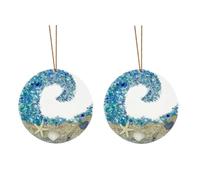 Jeenuuder Ciondolo Acchiappasole in Vetro Marino, Spiaggia ', Ornamento da Appendere, Coppia Romantica, Trasparente, Pendente Artigianale, Facile da Usare, 8x8 cm